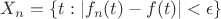 $X_n = \{t : |f_n(t) - f(t)| < \epsilon \}$