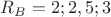 $R_B = 2; 2,5; 3$
