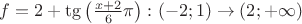 $f=2+\tg\left (\frac{x+2}{6}\pi\right ):\left (-2;1\right )\rightarrow \left (2; +\infty \right )$ $f=2+\tg\left (\frac{x+2}{6}\pi\right ):\left (-2;1\right )\rightarrow \left (2; +\infty \right )$
