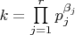 $k=\prod\limits_{j=1}^r p_j^{\beta_j}$