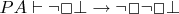 $PA\vdash \neg\Box\bot\rightarrow \neg\Box\neg\Box\bot$