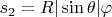 $s_2=R|\sin\theta|\varphi$