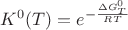 $K^0(T) = e^{-\frac{\Delta G^0_T}{RT}}$