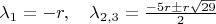 ${\lambda}_1=-r,\quad {\lambda}_{2,3}=\frac{-5r\pm r\sqrt{29}}{2}$