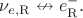 $\nu_{e,\mathrm{R}}\nleftrightarrow e^-_\mathrm{R}.$