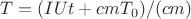 $T = (IUt + cmT_0)/(cm)$$