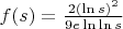 $f(s) = \frac{2(\ln s)^2}{9 e \ln\ln s}$