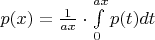 $p(x) = \frac{1}{ax} \cdot \int\limits_{0}^{ax} p(t)dt$