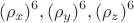 $$(\rho_x)^6, (\rho_y)^6, (\rho_z)^6$$