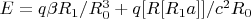 $E=q\beta R_1/R_0^3+q[R[R_1a]]/c^2R_0$
