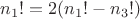 $ n_1! = 2(n_1! - n_3!) $