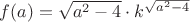 $f(a)=\sqrt{a^2-4}\cdot k^{\sqrt{a^2-4}}$