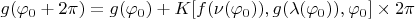 $g(\varphi_0+2\pi)=g(\varphi_0)+K[f(\nu(\varphi_0)),g(\lambda(\varphi_0)),\varphi_0]\times 2\pi$