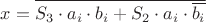 $x = \overline{S_3\cdot a_i\cdot b_i+S_2\cdot a_i\cdot \overline{b_i}}$