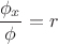 $$\dfrac {\phi _{x}}{\phi }=r$$