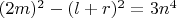 $(2m)^2-(l+r)^2=3n^4$