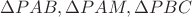 $\Delta PAB,\Delta PAM,\Delta PBC$