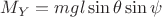 $M_Y=m g l \sin\theta \sin\psi$