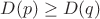 $D(p) \ge D(q)$
