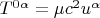 $T^{0\alpha}=\mu c^2 u^\alpha$