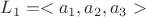 $L_1 = < a_1, a_2, a_3 > $ $L_1 = < a_1, a_2, a_3 > $