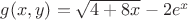 $g(x,y)=\sqrt{4+8x}-2e^x$