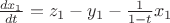 $ \frac{dx_1}{dt} = z_1 - y_1 - \frac{1}{1-t} x_1 $