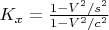 $K_x=\frac{1-V^2/s^2}{1-V^2/c^2}