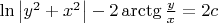 $ \ln \left| y^2+x^2 \right| -2 \arctg \frac {y} {x} = 2c$