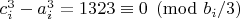 $c_i^3-a_i^3 = 1323 \equiv 0 \pmod{b_i/3}$