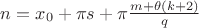 $n=x_0+\pi s+\pi\frac{m+\theta(k+2)}{q}$
