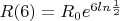 $R(6)=R_0e^{6ln\frac{1}{2}}$