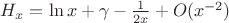 $H_x=\ln x+\gamma -\frac{1}{2x}+O(x^{-2})$