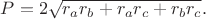 $P=2\sqrt{r_ar_b+r_ar_c+r_br_c}.$