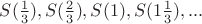 $S(\frac13), S(\frac23), S(1), S(1 \frac13), ...$