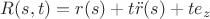 $R(s,t)=r(s)+t\ddot{r}(s)+te_z$
