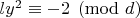 $ly^2\equiv -2 \pmod d$