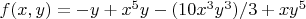$f(x,y)=-y + x^5 y - (10 x^3 y^3)/3 + x y^5$