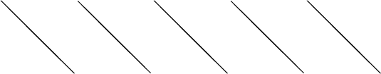 $$\begin{tikzpicture}\draw [black, thin](1.6096,0.3820) -- (1.9962,0.0000) -- (2.0000,0.0000) -- (1.6195,0.3820) -- (1.0023,1.0000) -- (0.3857,1.6180) -- (0.0038,2.0000) -- (0.0000,2.0000) -- (0.3759,1.6180) -- (0.9901,1.0000) -- (1.6096,0.3820);\draw [black, thin](3.4004,0.6910) -- (3.9044,0.1910) -- (4.1000,0.0000) -- (3.9113,0.1910) -- (3.4115,0.6910) -- (2.7934,1.3090) -- (2.2932,1.8090) -- (2.1000,2.0000) -- (2.2864,1.8090) -- (2.7824,1.3090) -- (3.4004,0.6910);\draw [black, thin](5.1912,1.0000) -- (5.8102,0.3820) -- (6.1962,0.0000) -- (6.2000,0.0000) -- (5.8201,0.3820) -- (5.2034,1.0000) -- (4.5864,1.6180) -- (4.2038,2.0000) -- (4.2000,2.0000) -- (4.5765,1.6180) -- (5.1912,1.0000);\draw [black, thin](6.9832,1.3090) -- (7.6013,0.6910) -- (8.1047,0.1910) -- (8.3000,0.0000) -- (8.1116,0.1910) -- (7.6123,0.6910) -- (6.9943,1.3090) -- (6.4935,1.8090) -- (6.3000,2.0000) -- (6.4867,1.8090) -- (6.9832,1.3090);\draw [black, thin](8.7770,1.6180) -- (9.3919,1.0000) -- (10.0107,0.3820) -- (10.3962,0.0000) -- (10.4000,0.0000) -- (10.0206,0.3820) -- (9.4041,1.0000) -- (8.7868,1.6180) -- (8.4038,2.0000) -- (8.4000,2.0000) -- (8.7770,1.6180);\end{tikzpicture}$$