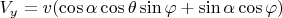 $V_y = v(\cos\alpha\cos\theta \sin\varphi + \sin\alpha \cos\varphi)$