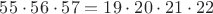 $55\cdot56\cdot57=19\cdot20\cdot21\cdot22$