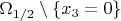$\Omega_{1/2}\setminus\{x_3=0\}$