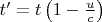 $t'=t\left(1-\frac uc\right)$