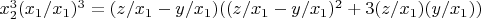 $x_2^3(x_1/x_1)^3=(z/x_1-y/x_1)((z/x_1-y/x_1)^2+3(z/x_1)(y/x_1))$