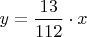 $y=\dfrac{13}{112}\cdot x$