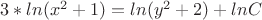 $3*ln(x^2+1)=ln(y^2+2)+lnC$