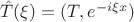 $\hat T(\xi)=(T,e^{-i\xi x})$