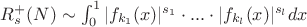 $R_s^{+}(N) \sim \int_{0}^{1} {|f_{k_1}(x)|^{s_1} \cdot ...\cdot |f_{k_l}(x)|^{s_l} dx}$
