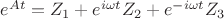 $e^{At}=Z_1+e^{i\omega t}Z_2+e^{-i\omega t}Z_3$