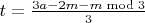 $t=\frac{3a-2m -m\bmod 3}{3}$